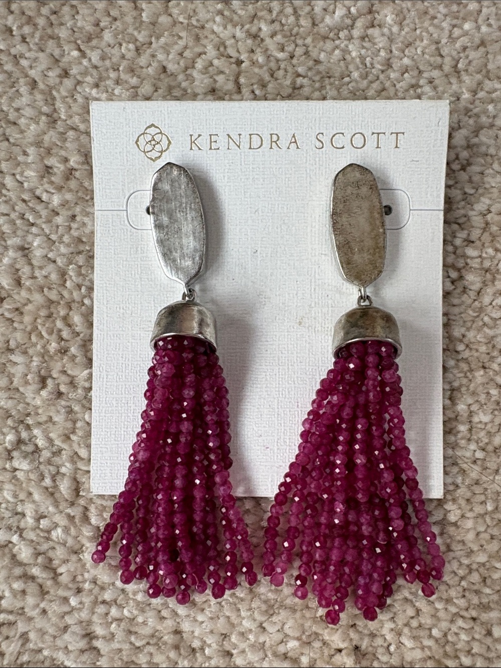 Kendra Scott Deep Magenta Beaded Tassel Drop Earrings
